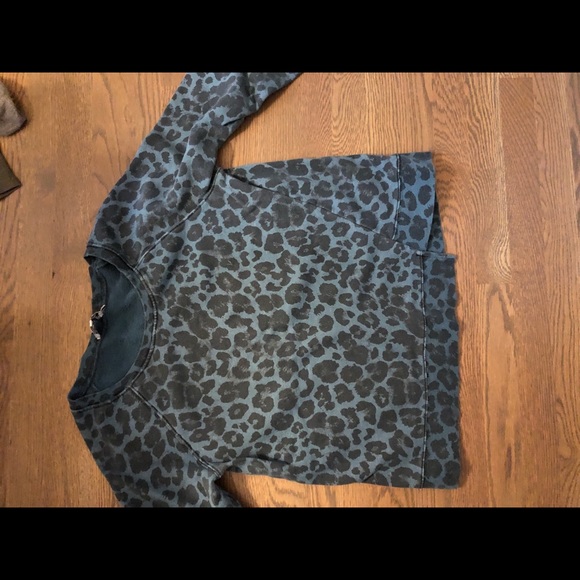 Pam & Gela Tops - Pam & Gela Blue Leopard Sweatshirt